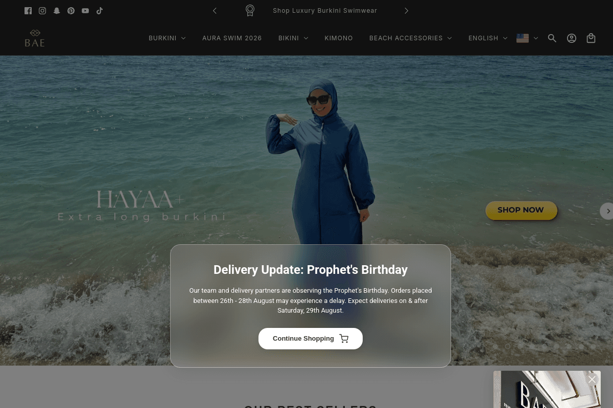 Bae Modest Website Design