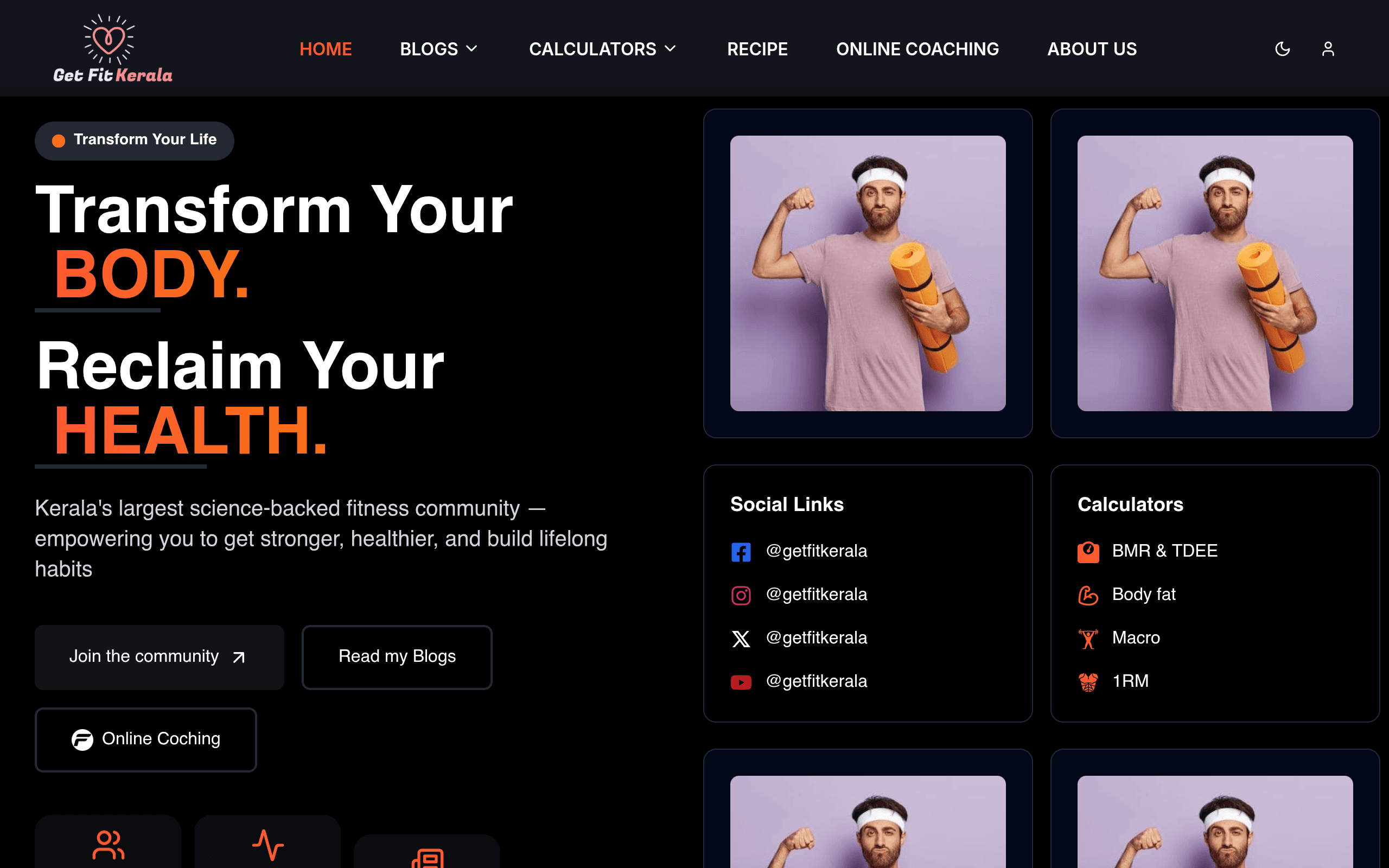 GetFit Kerala Website Design
